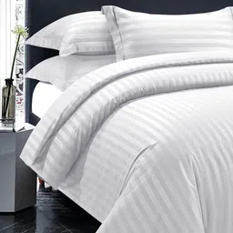eleganzze Cotton Super King Flat 300 TC Striped Bedsheet image 2