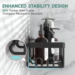 vinsu Wall Mounted Bathroom Shelf Organizer Set for Shampoo, Soap & Toiletries Aluminium Wall Shelf image 4