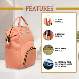 little munchkins LM 506 Diaper Bag Peach Moms First Choice Waterproof Diaper Bag, Comfortable For Mommy image 5