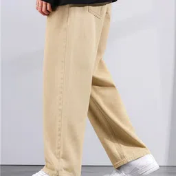 denim asia Men Loose Fit Mid Rise Beige Jeans-picture-16