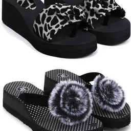 skytrap Stylish Comfortable and Trending Printed Flip Flops Slide Combo of 2 Women Slides-picture-24