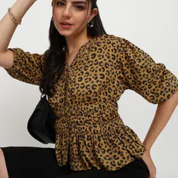 asami Casual Regular Sleeves Solid Women Yellow Top image 4