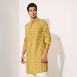 indus route by pantaloons Men Printed Cotton Blend Straight Kurta-picture-18