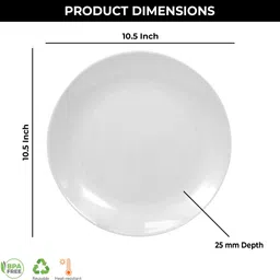 aurka Pack of 4 Melamin 10.5" Dinner Plates Perfect for Serving Food, Lunch, Breakfast Dishwasher Safe Dinner Set image 3