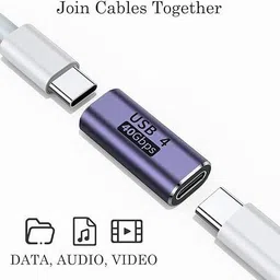 TECHGEAR Grey Type C Female To type c Female Connector pd 40Gbps 100W PD Extender Adapter Phone Converter image 4