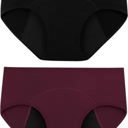diving deep Pack of 2 Women Periods Black, Maroon Panty image 1
