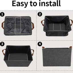 pald Collapsible Fabric Storage Organizer with Handles Folding Baskets forToys,Closet Polyester Collapsible Wardrobe image 2