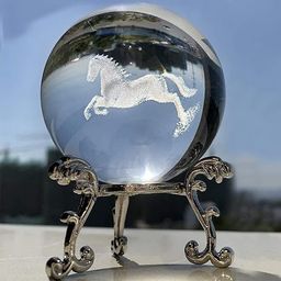 wengonvila 60mm 3D Carving Horse Decor Crystal Ball Paperweight with Steel Stand Table Lamp-picture-11