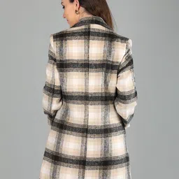 honnete 100 % Polyester Checkered Coat For Women image 2