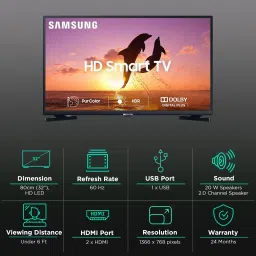 SAMSUNG T4380A Series 80 cm (32 inch) HD LED Smart Tizen TV with PurColor (2022 model) image 3