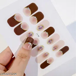 14 Strips Autumn Gel Nail Stickers Full Cover Patch Leopard Print-image-10
