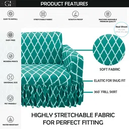 gifts island Polyester 3+1+1 Seater Sofa Geometric Cover image 3