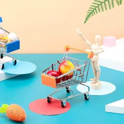 bm retail 1 PCS Mini Shopping Trolley Handcart Shopping Utility Cart Office Set image 5