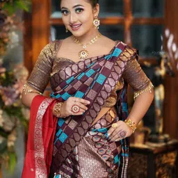 sheden lopez creation Woven Mekhela Chador Silk Blend Saree image 2