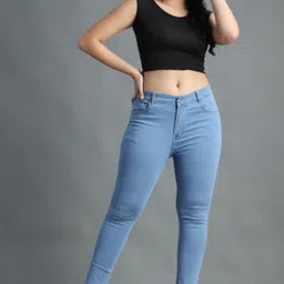 pompous Women Slim High Rise Light Blue Jeans image 5