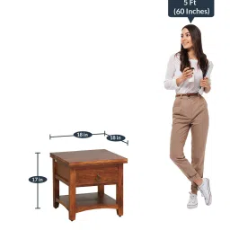 woodsworth from pepperfry Biscay Sheesham Wood Bedside Table in Scratch Resistant Honey Oak Finish With Drawer image 2
