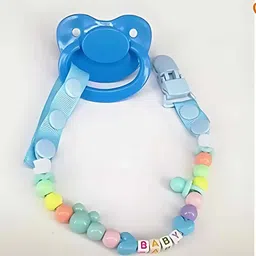 kidssmilez Safe Feeding BPA- Free Clinally Designed Baby Chain Clip Pacifier- Blue Soother Soother-picture-13
