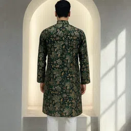 jugg jugg jeeyo Men Self Design Silk Blend Straight Kurta image 3