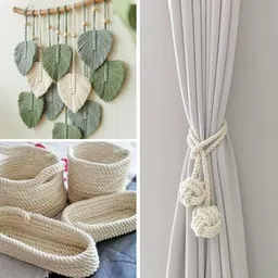 yarnlay india 3Ply/Twisted Macrame (3mm,65Mtr.) Cotton Cord/Dori Thread Macrame (C.Cream) image 3