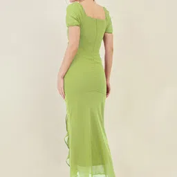 aayu Women A-line Light Green Maxi/Full Length Dress image 2