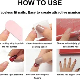 akison Medium Artificial Nails with Glue Tabs Designer Fake Nails Press on Nails Multicolor image 3