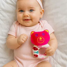 minku creations Soft Plush Baby Rattle Toy Set – Cute Frog & Bear Shape for Newborns Rattle image 5