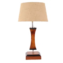 Bristol Brown Natural Fiber Shade Night Lamp With Mango wood Base By Foziq image 5