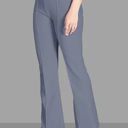 fuback Women Regular Fit Grey Viscose Rayon Trousers image 2