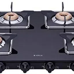 elica Slimmest 4 Burner Gas Stove with Square Grid and Brass Burner (694 CT VETRO (SLIM LINE SPF 2J)) Glass Manual Gas Stove image 2