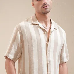 Men Relaxed Fit Fit Striped Spread Collar Casual Shirt-image-20