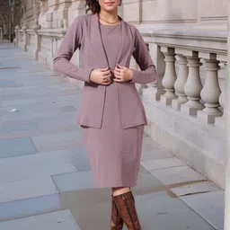 aa-ha! Women Bodycon Brown Knee Length Dress-picture-17