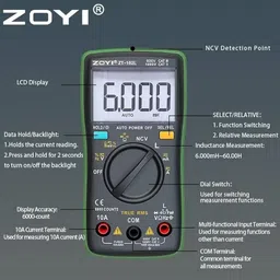 babatools ZT-102L Multimeter True RMS 6000 Counts 60H LCR Meter Voltage Multimeter Digital Multimeter image 3