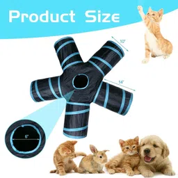 foodie puppies Interactive Light Weight Foldable Hiding 5-Way Straight Tunnel with Hanging Ball Polyester Chew Toy, Ball For Cat image 2