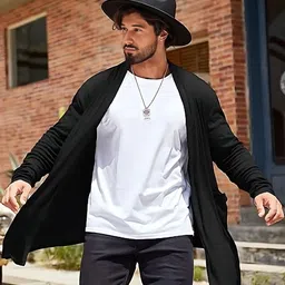 fashnet Men Straight Full Sleeve Black Shrug image 3