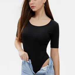 trendy era Casual Regular Sleeves Solid Women Black Top-picture-10