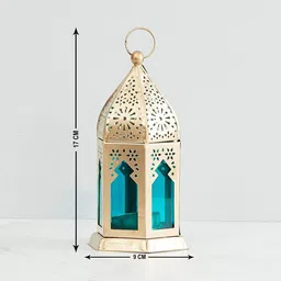 an handicrafts Decorative Metal & Glass Lantern Tealight Holder for Home Decor Gold Iron Table Lantern image 3