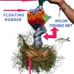 purkait fishnet 3finger 65mm gillnet mud sinker hight 6 feet,up lenth 50feet, down lenth 80feet Fishing Net image 2
