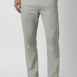 peter england Men Slim Fit Grey Cotton Blend Trousers-picture-18