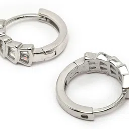 pissara by sukkhi Eye-Catchy 925 Sterling Silver Round Cubic Zirconia Hoop Earrings For Women Cubic Zirconia Sterling Silver Hoop Earring image 4