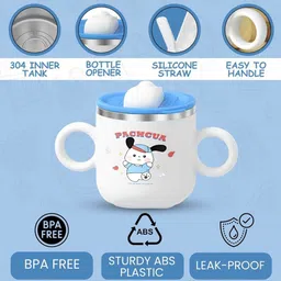 boobee Stainless Steel Little Baby Sipper 280ml, Anti-Spill Soft Silicone Straw,6m+ image 2