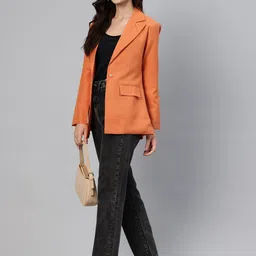 cottinfab Women Solid Single Breasted Formal Blazer image 5