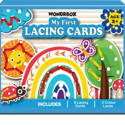 wondrbox Lacing Activity for Kids | Includes 8 Big Cardboard Cutouts and 2 Laces-picture-11
