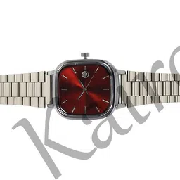 kairova Men’s Office Wear Red Dial, Silver Strap, Square Case Analog Watch - For Men KRM005_MV12 image 4