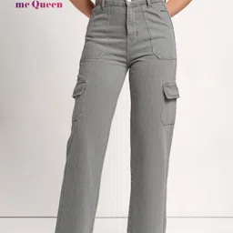 me queen Women Loose Fit High Rise Grey Jeans-picture-13