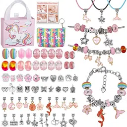 trexee DIY Bracelet Making Kit for Girl Unicorn Mermaid Pedent Jewelery Making Supplies-picture-27
