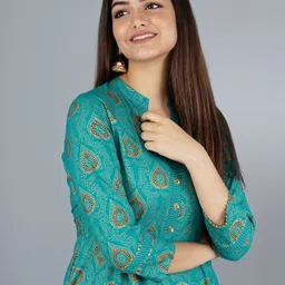 tiropatifab Women Printed Viscose Rayon Anarkali Kurta image 3