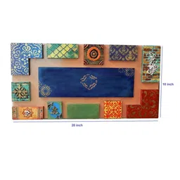 disoo fashions Wooden 3D Handmade Rectangle Wall Art In Blue With Om image 3