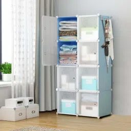 8 DOOR BLUE (T) PP Collapsible Wardrobe-image-2