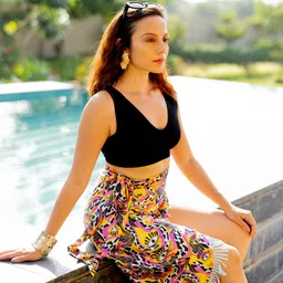 magari Women Printed, Abstract Wrap Around Multicolor Skirt-picture-19