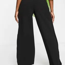 next one Women Loose Fit Black Lycra Blend Trousers image 2